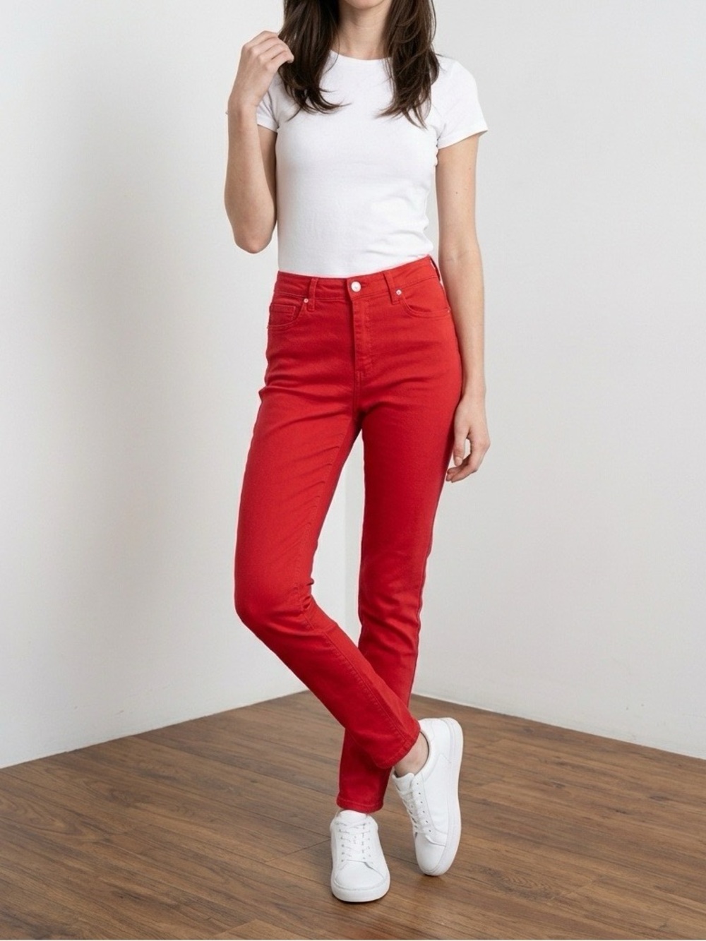 Classic High-Rise Red Women’s Skinny Jeans